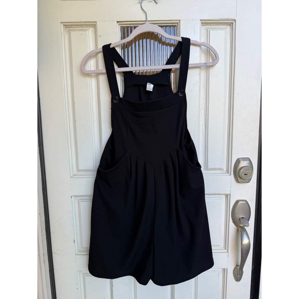 Halara Black Pinafore Shorts Overall  Mini Textured Pockets Women's‎ Size XS